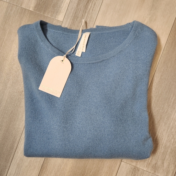Van Winkle sweater women's S blue 100% cashmere pullover luxury relaxed new $200 - Picture 5 of 10